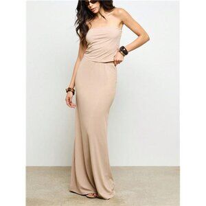 NewAiiRZ Strapless Bandeau Crop Top And High Waist Maxi Slinky Skirt Festival
